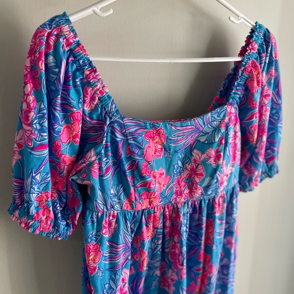 Lilly Pulitzer Delaney Short Sleeve Dress - Blue and Pink - Size 2 - Picture 4 of 15